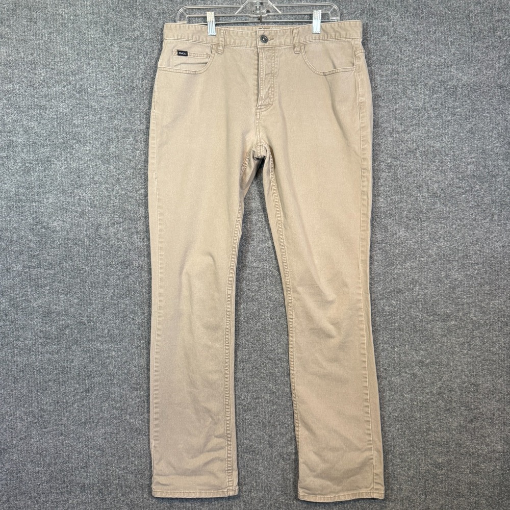 RVCA Pants Mens 34 Beige Stay RVCA‎ Pant Chino Casual Khaki Straight Leg Nice